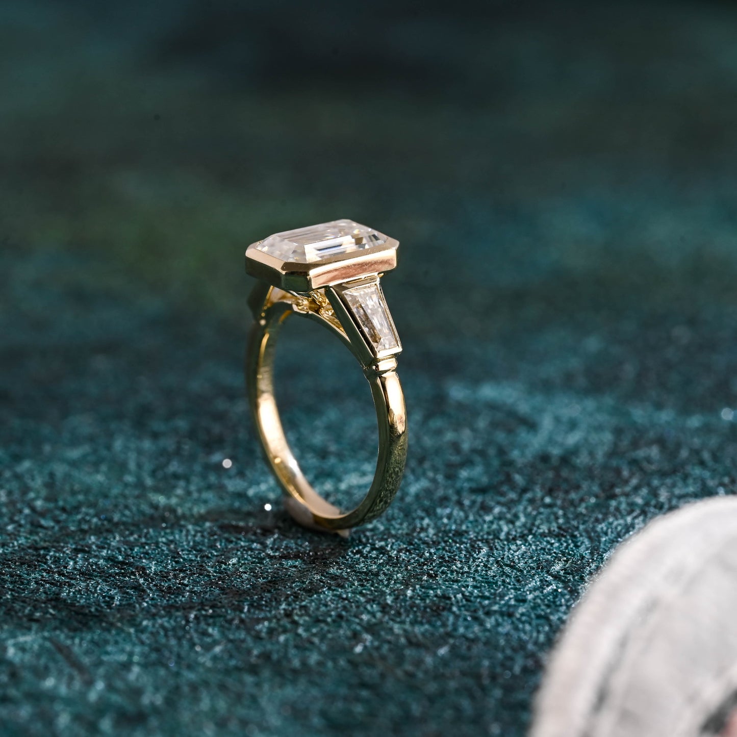 CausYou emerald cut diamond engagement ring Solid Gold D/VS1 Emerald Cut Lab Grown Diamond Engagement Ring, Three Stone Promise Ring, Gift for Woman