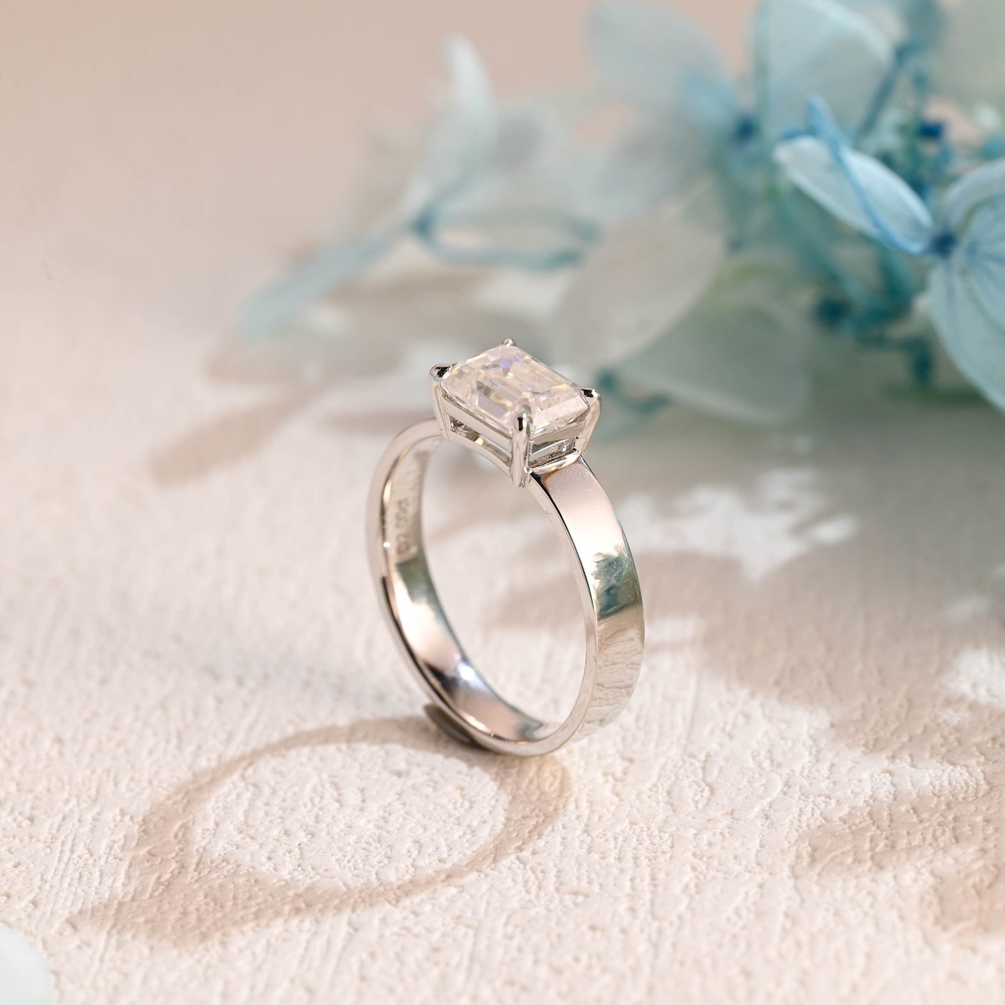 CausYou emerald cut moissanite engagement ring CausYou 4mm Solid Gold Emerald Cut Moissanite Engagement Ring, Promise Ring, Proposal Ring, Gift for Woman, Wife