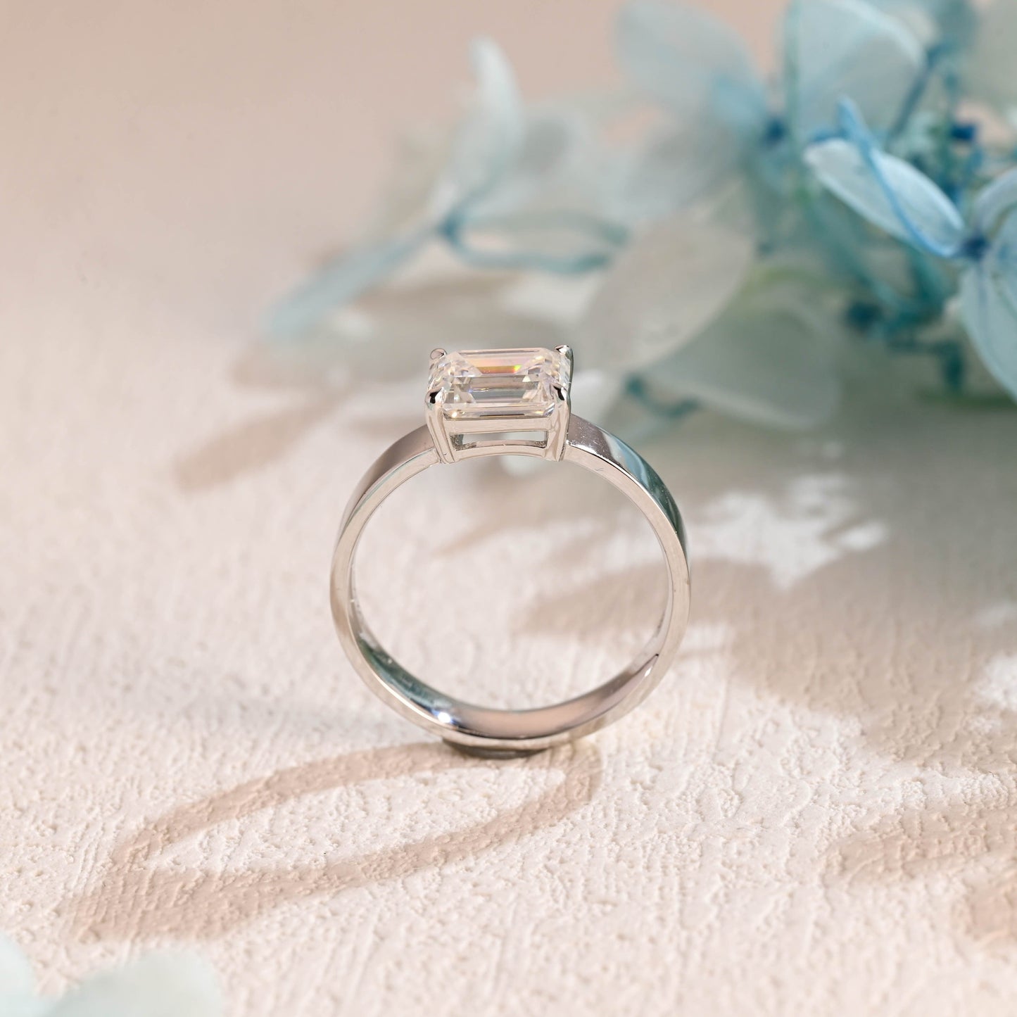 CausYou emerald cut moissanite engagement ring CausYou 4mm Solid Gold Emerald Cut Moissanite Engagement Ring, Promise Ring, Proposal Ring, Gift for Woman, Wife