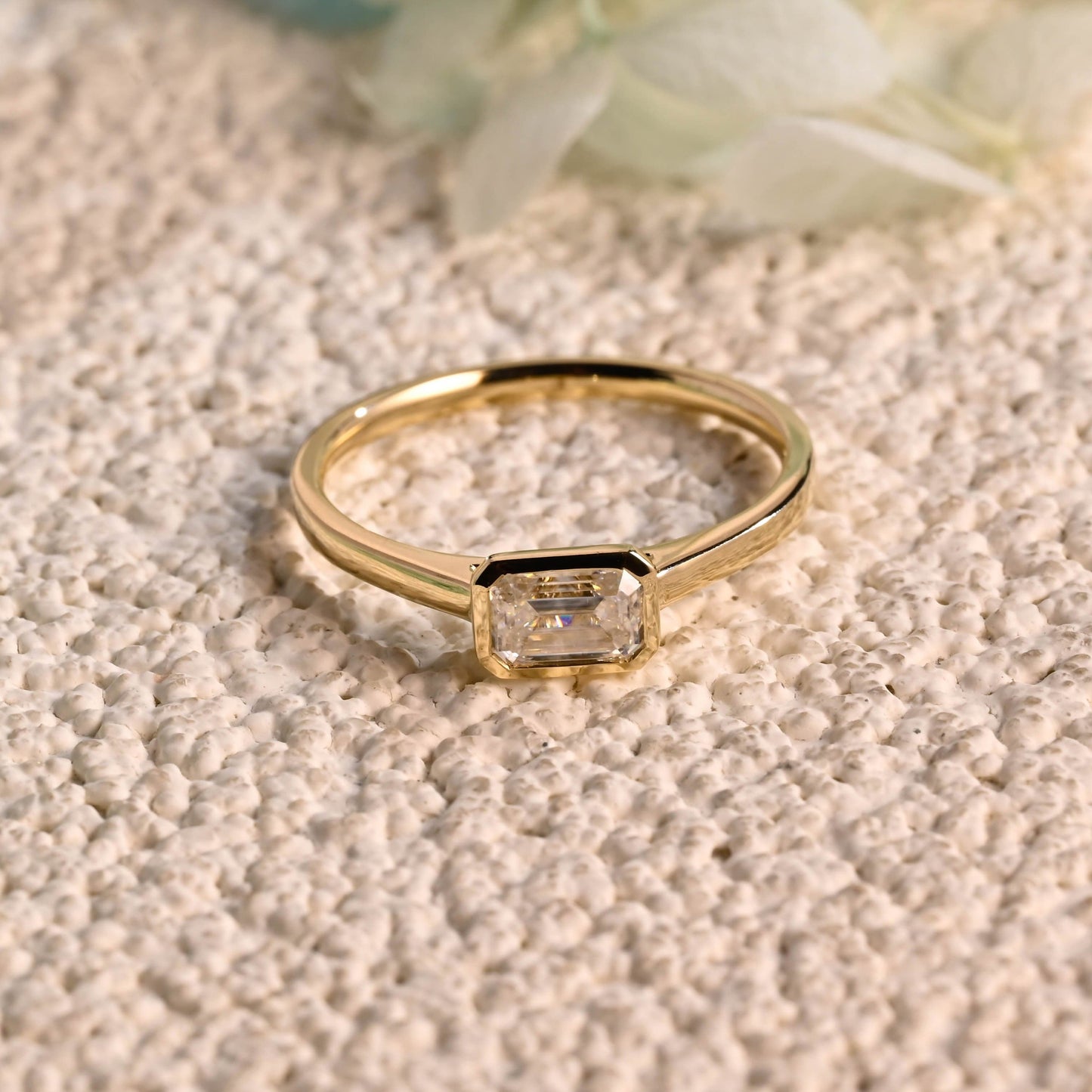 CausYou emerald cut moissanite engagement ring CausYou Bezel Solid Gold Emerald Cut Moissanite Engagement Ring, Promise Ring, Proposal Ring, Gift for Woman, Wife