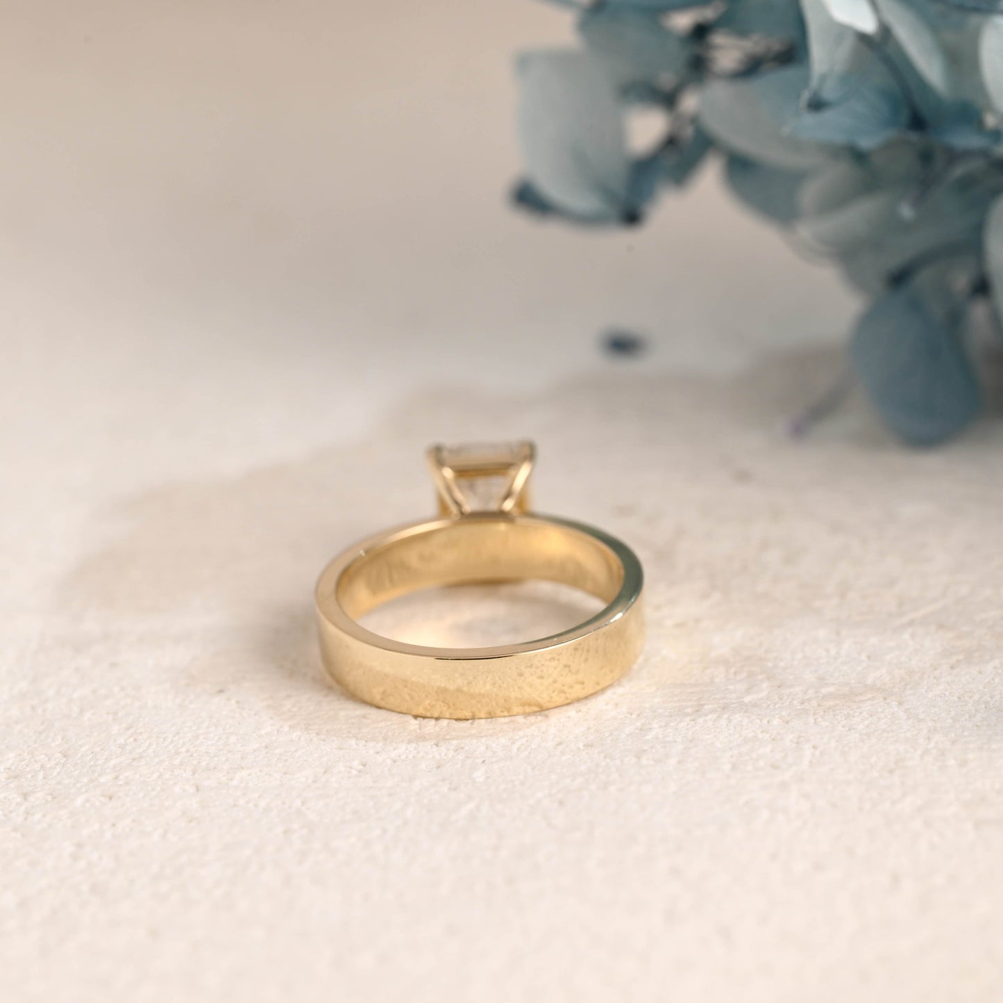 CausYou emerald cut moissanite engagement ring CausYou Solid Gold 4mm Width Emerald Cut Moissanite Engagement Ring, Solitaire Promise Ring