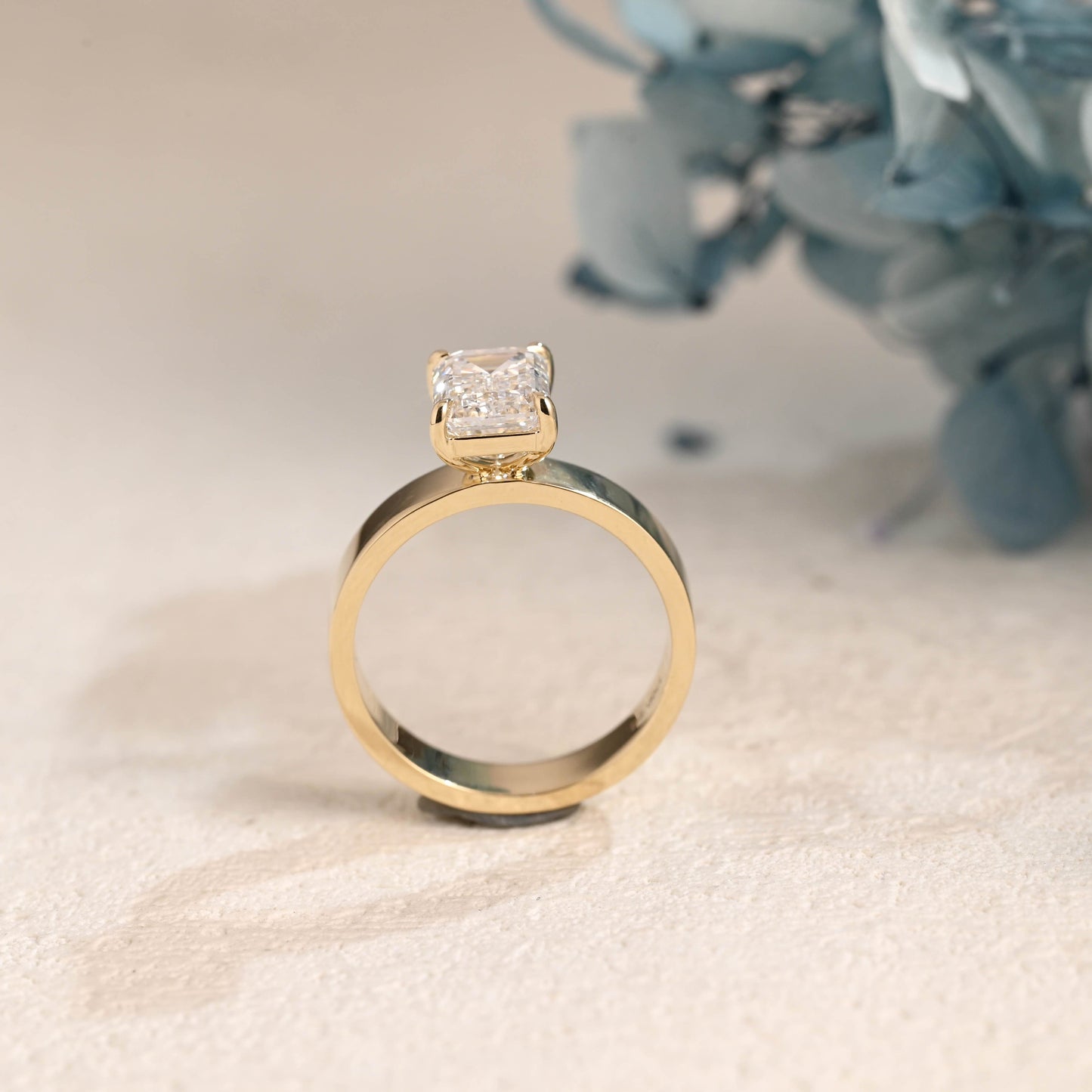 CausYou emerald cut moissanite engagement ring CausYou Solid Gold 4mm Width Emerald Cut Moissanite Engagement Ring, Solitaire Promise Ring