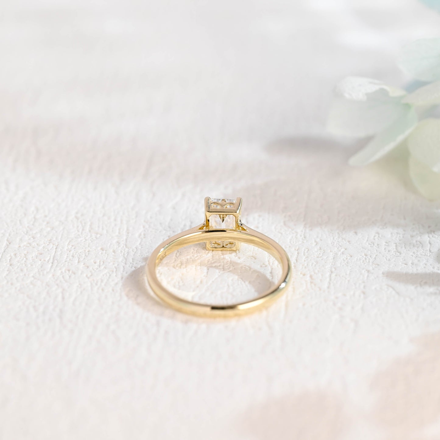 CausYou emerald cut moissanite engagement ring CausYou Solid Gold Cathedral Setting Emerald Cut Moissanite Engagement Ring, Solitaire Promise Ring, Gift for Women, Wife