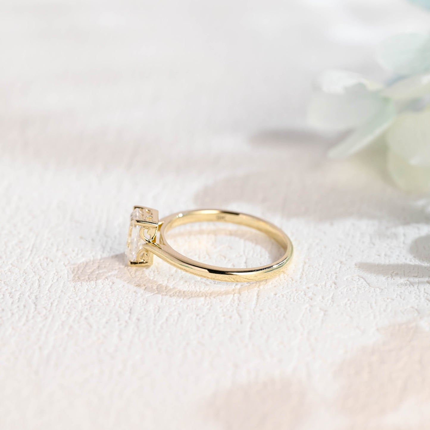CausYou emerald cut moissanite engagement ring CausYou Solid Gold Cathedral Setting Emerald Cut Moissanite Engagement Ring, Solitaire Promise Ring, Gift for Women, Wife