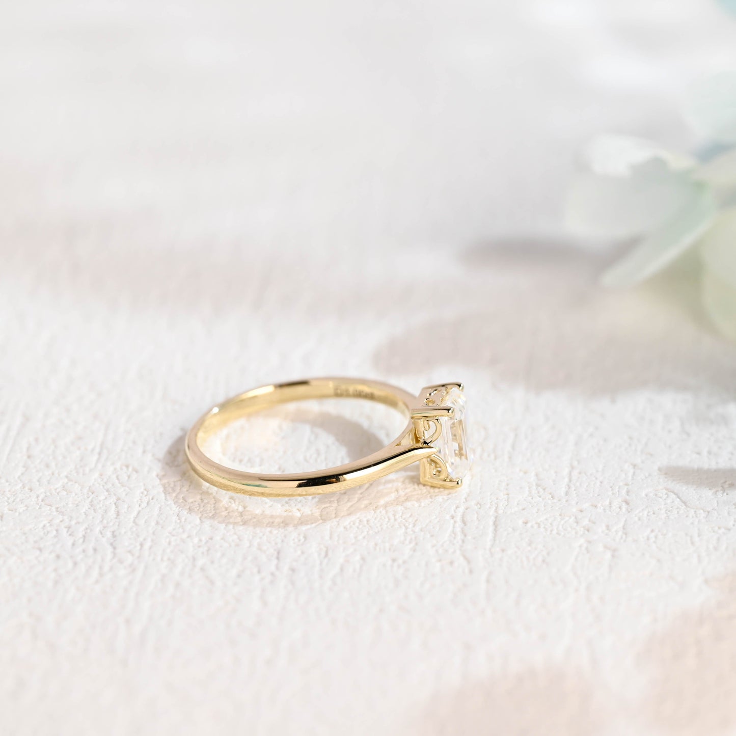 CausYou emerald cut moissanite engagement ring CausYou Solid Gold Cathedral Setting Emerald Cut Moissanite Engagement Ring, Solitaire Promise Ring, Gift for Women, Wife