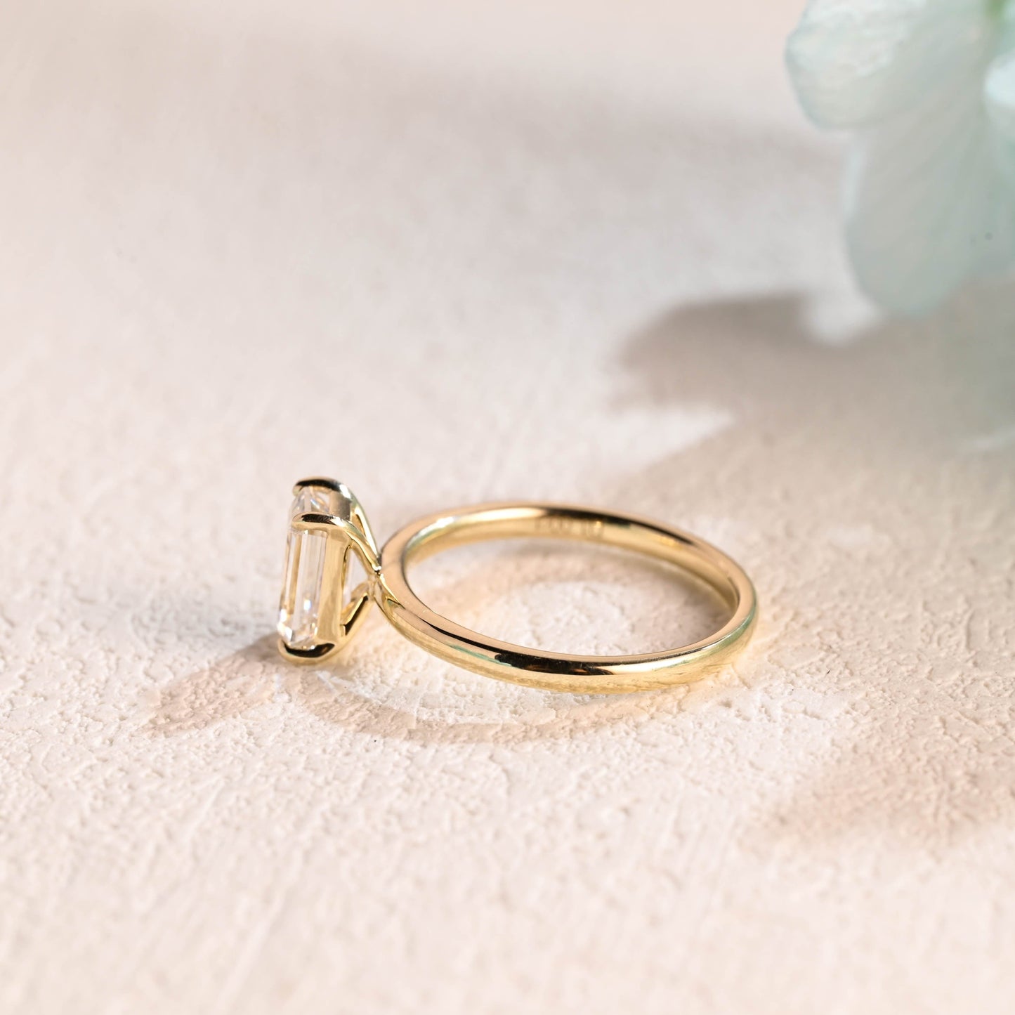 CausYou emerald cut moissanite engagement ring CausYou Solid Gold Elongated Emerald Cut Moissanite Engagement Ring