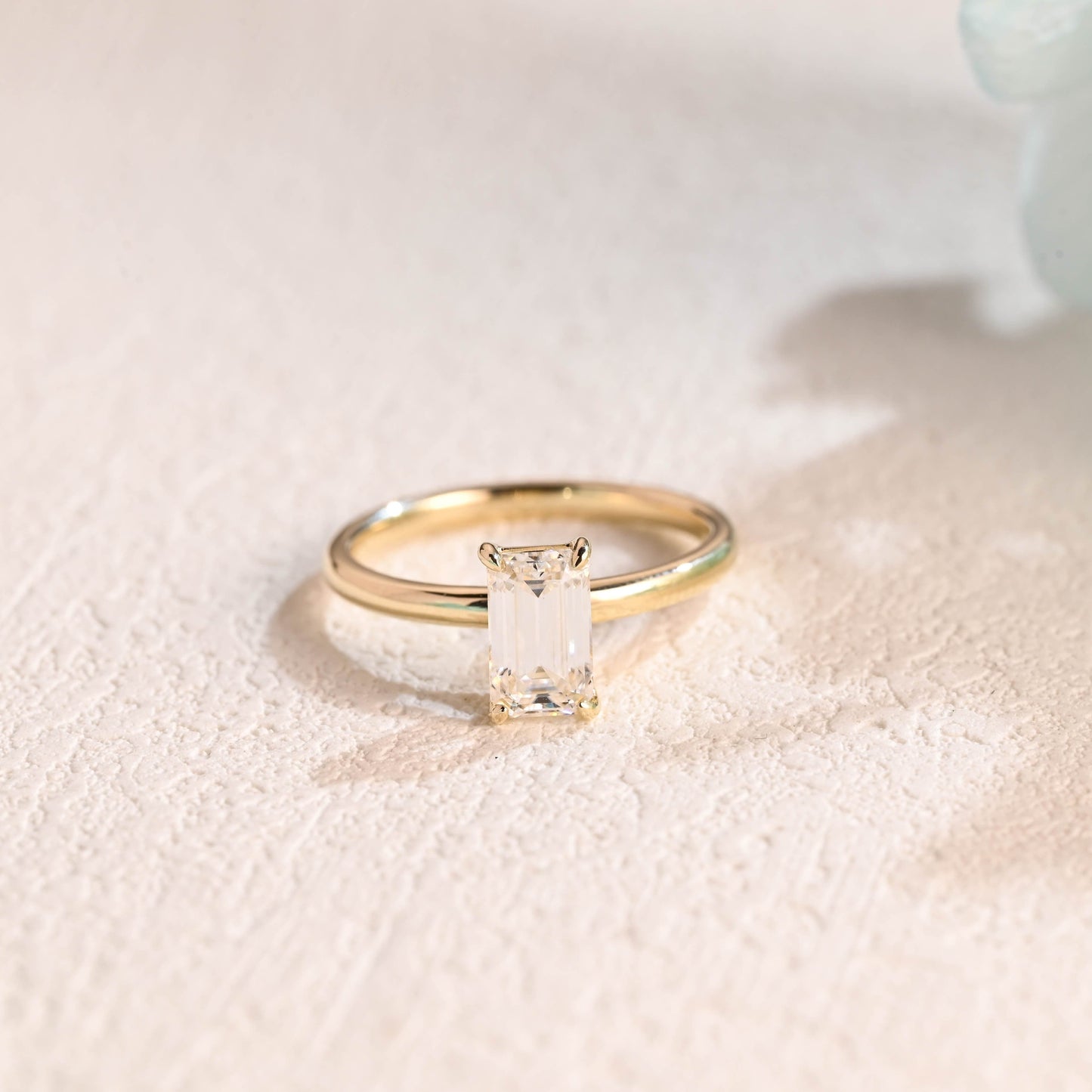 CausYou emerald cut moissanite engagement ring CausYou Solid Gold Elongated Emerald Cut Moissanite Engagement Ring