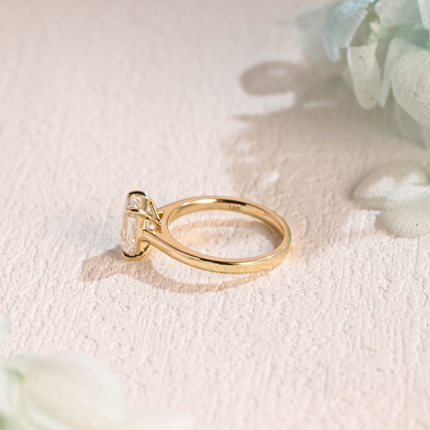 CausYou emerald cut moissanite engagement ring CausYou Solid Gold Emerald Cut Moissanite Engagement Ring, Promise Ring, Cathedral Setting Ring, Gift for Woman, Wife