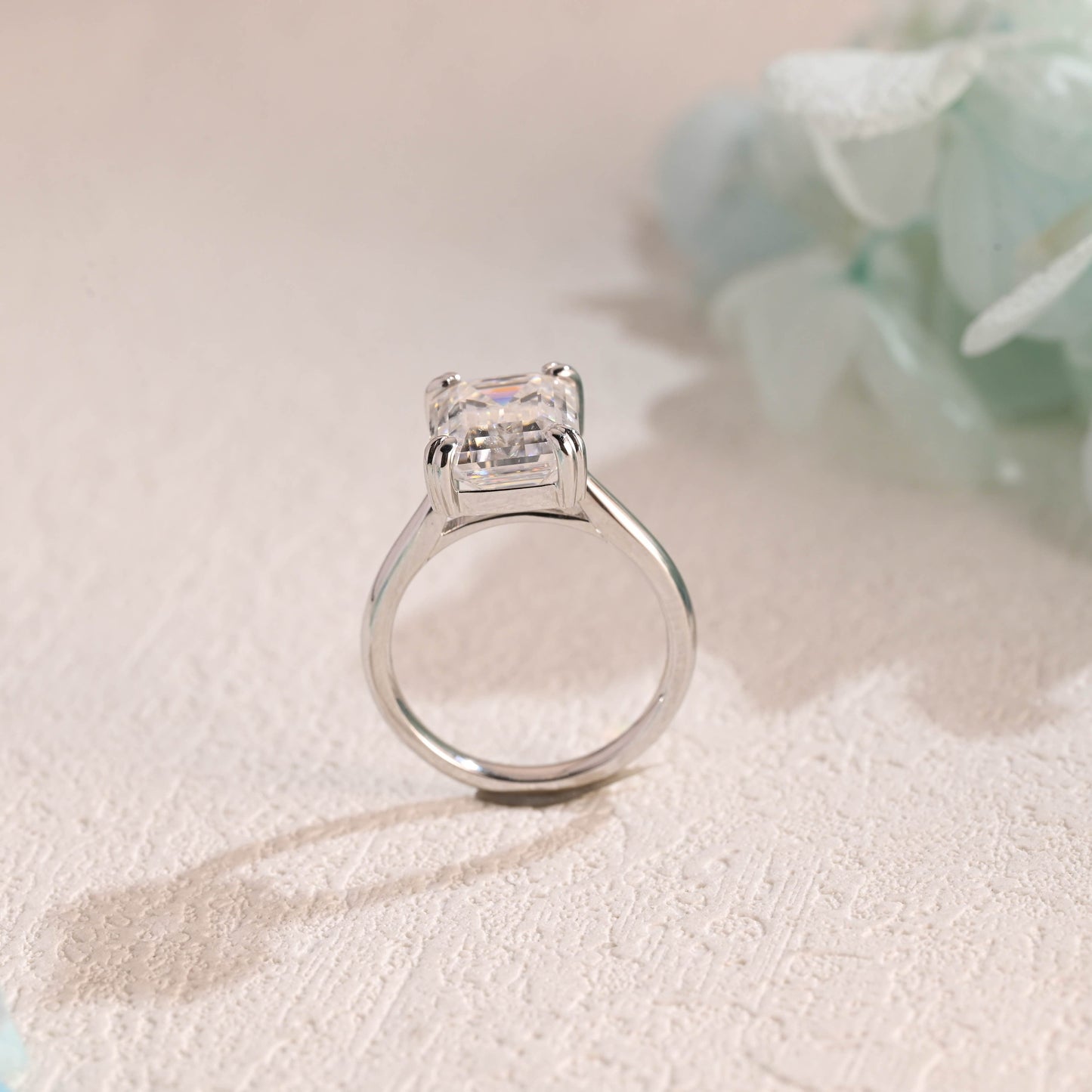 CausYou emerald cut moissanite engagement ring CausYou Solid Gold Emerald Cut Moissanite Engagement Ring, Promise Ring, Cathedral Setting Ring, Gift for Woman, Wife