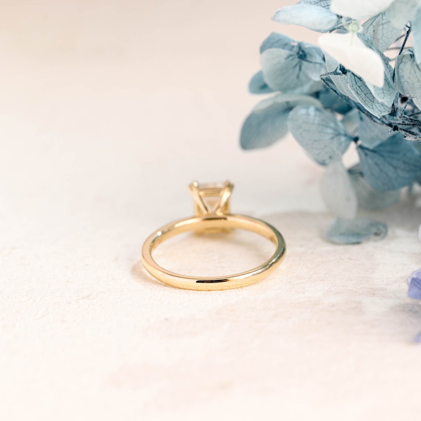 CausYou emerald cut moissanite engagement ring CausYou Solid Gold Solitaire Emerald Cut Moissanite Engagement Ring