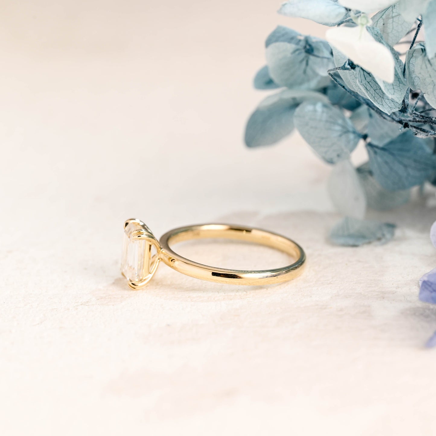 CausYou emerald cut moissanite engagement ring CausYou Solid Gold Solitaire Emerald Cut Moissanite Engagement Ring