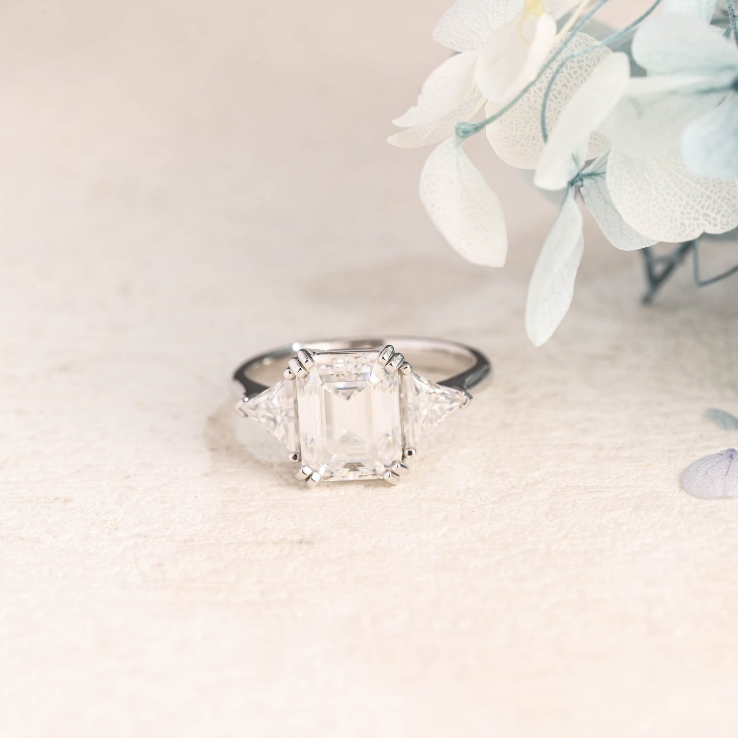 CausYou emerald cut moissanite engagement ring Emerald Cut Moissanite Engagement Ring