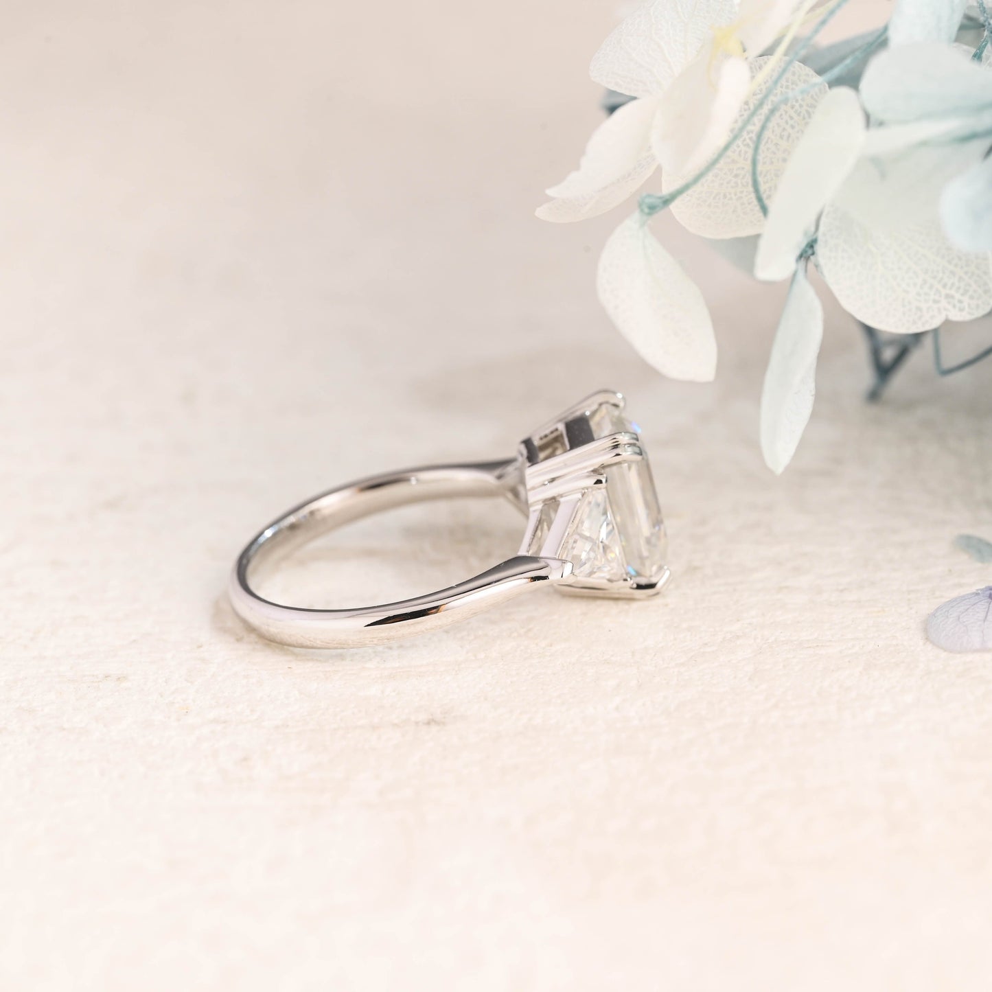 CausYou emerald cut moissanite engagement ring Emerald Cut Moissanite Engagement Ring