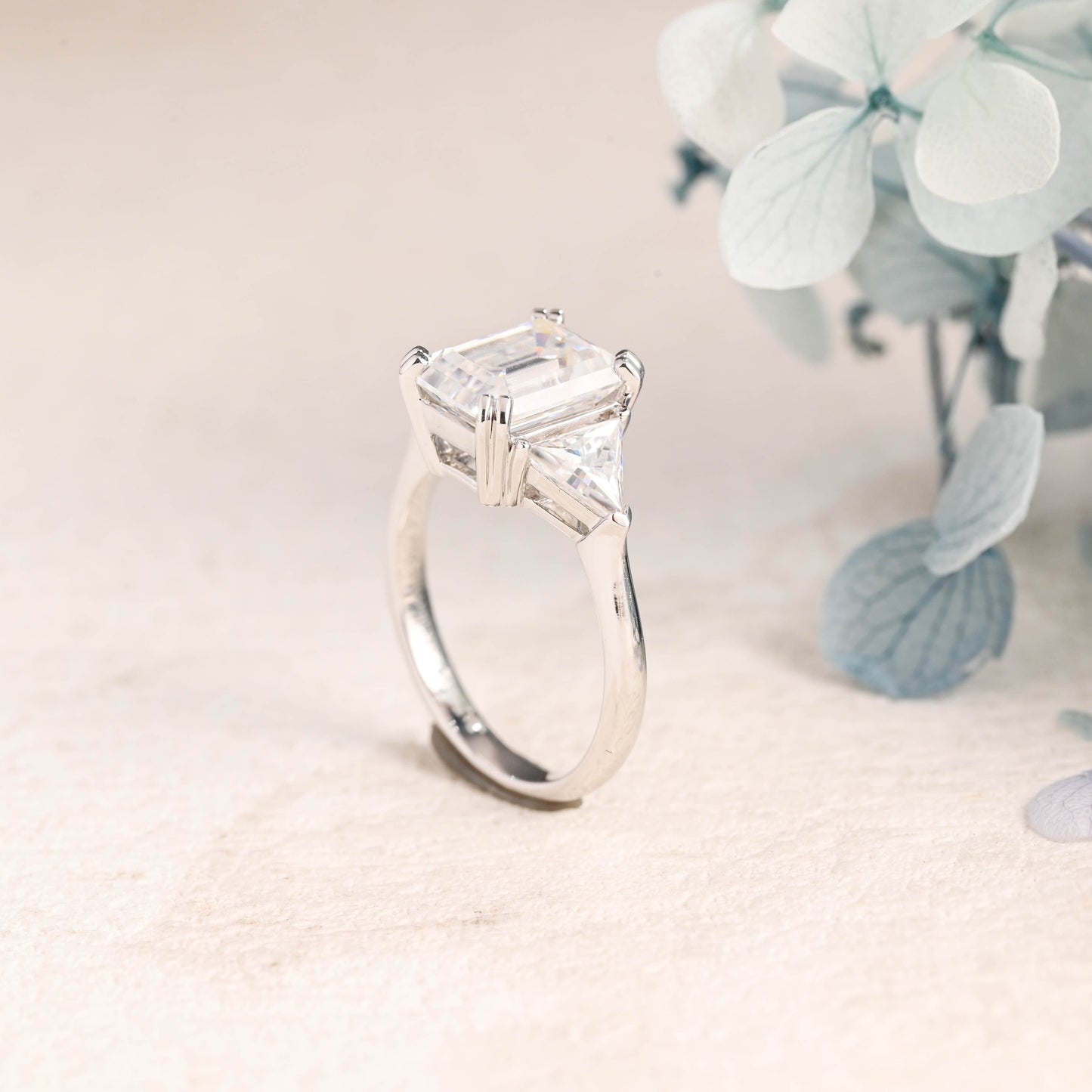 CausYou emerald cut moissanite engagement ring Emerald Cut Moissanite Engagement Ring