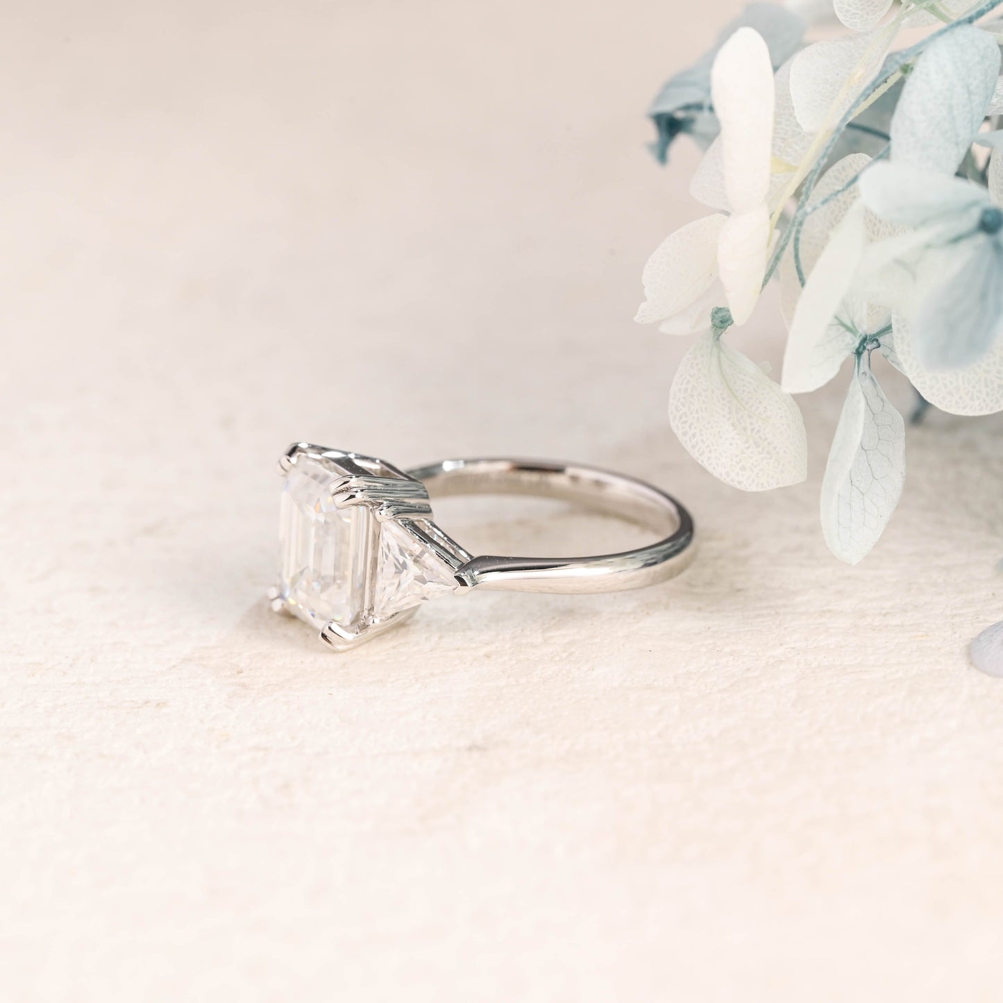 CausYou emerald cut moissanite engagement ring Emerald Cut Moissanite Engagement Ring