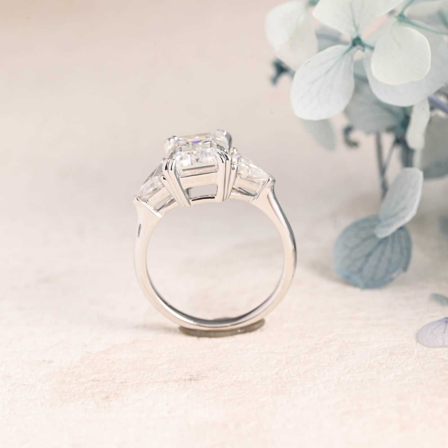 CausYou emerald cut moissanite engagement ring Emerald Cut Moissanite Engagement Ring
