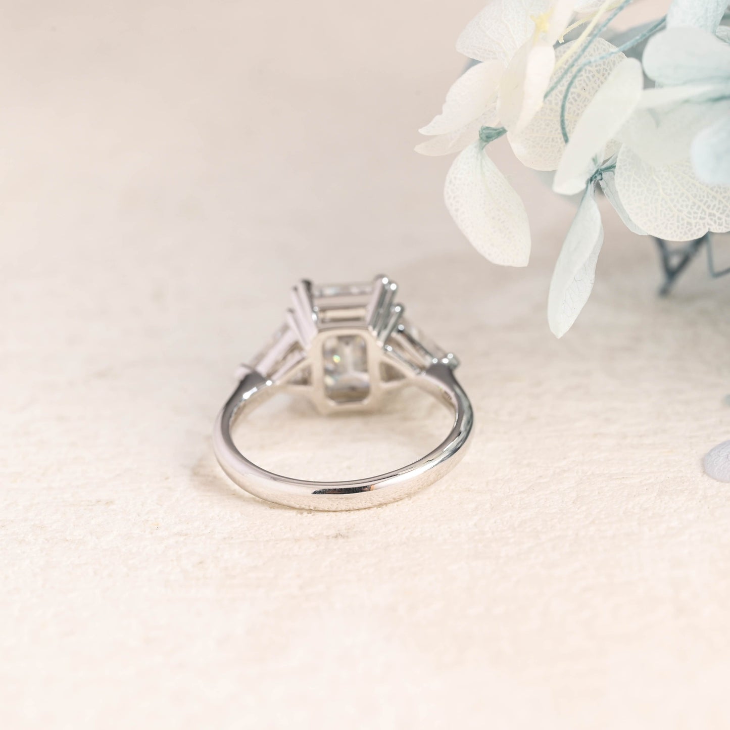 CausYou emerald cut moissanite engagement ring Emerald Cut Moissanite Engagement Ring