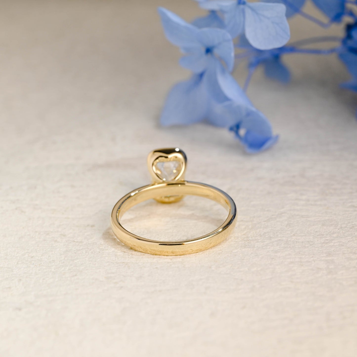 CausYou emerald cut moissanite engagement ring Solid Gold 2.5mm Width Half Bezel Emerald Cut Moissanite Engagement Ring