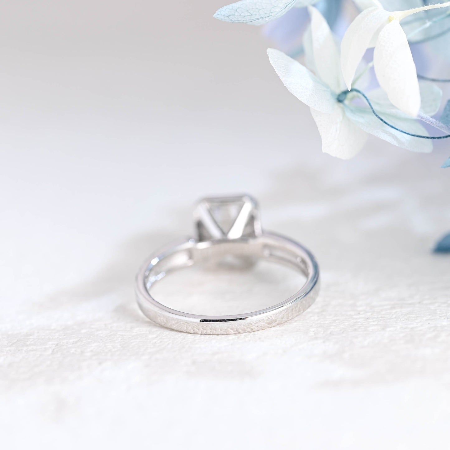 CausYou emerald cut moissanite engagement ring Solid Gold Bezel Half Eternity Emerald Cut Moissanite Engagement Ring