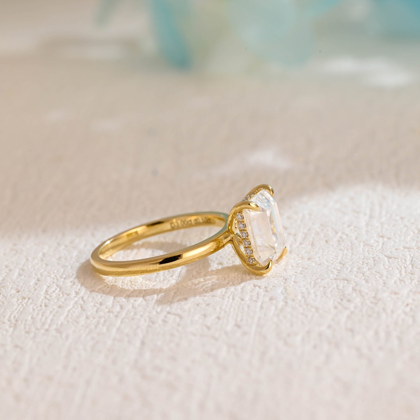 CausYou emerald cut moissanite engagement ring Solid Gold Emerald Cut Moissanite Engagement Ring, Promise Ring, Proposal Ring, Gift for Woman, Wife