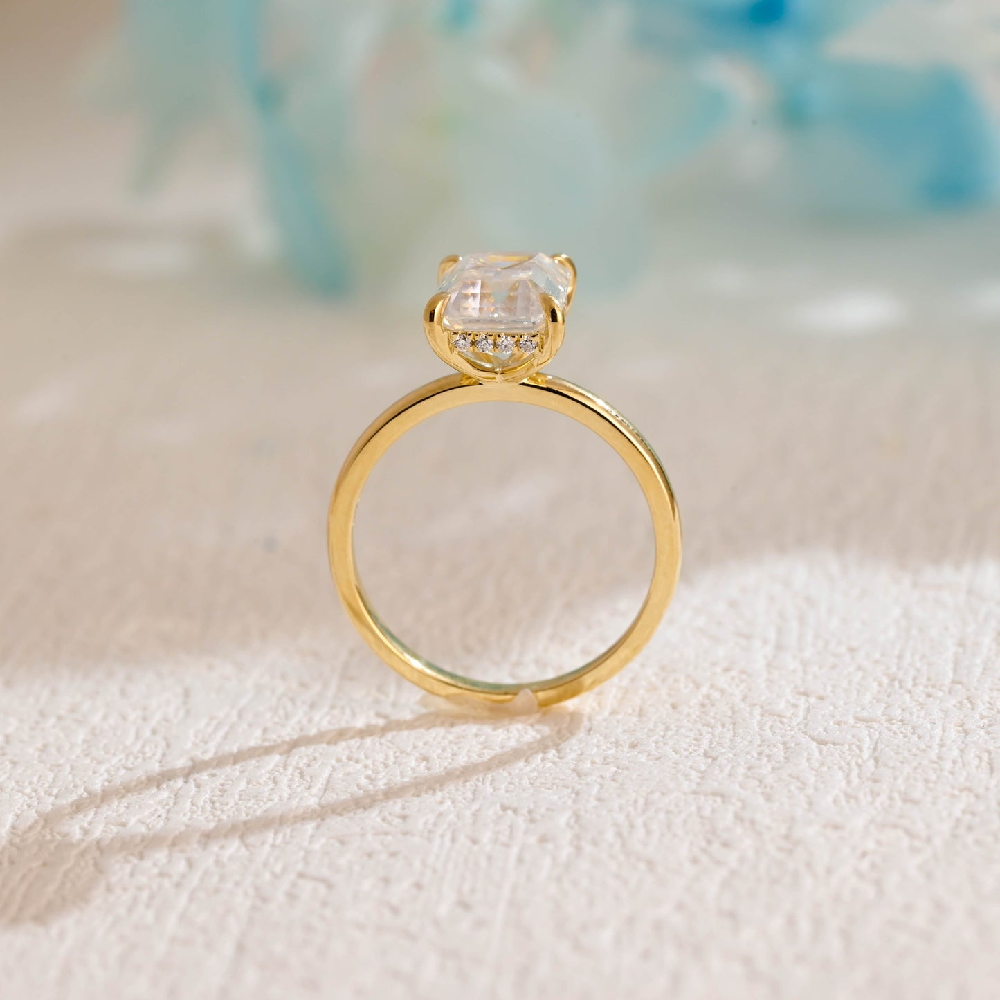 CausYou emerald cut moissanite engagement ring Solid Gold Emerald Cut Moissanite Engagement Ring, Promise Ring, Proposal Ring, Gift for Woman, Wife