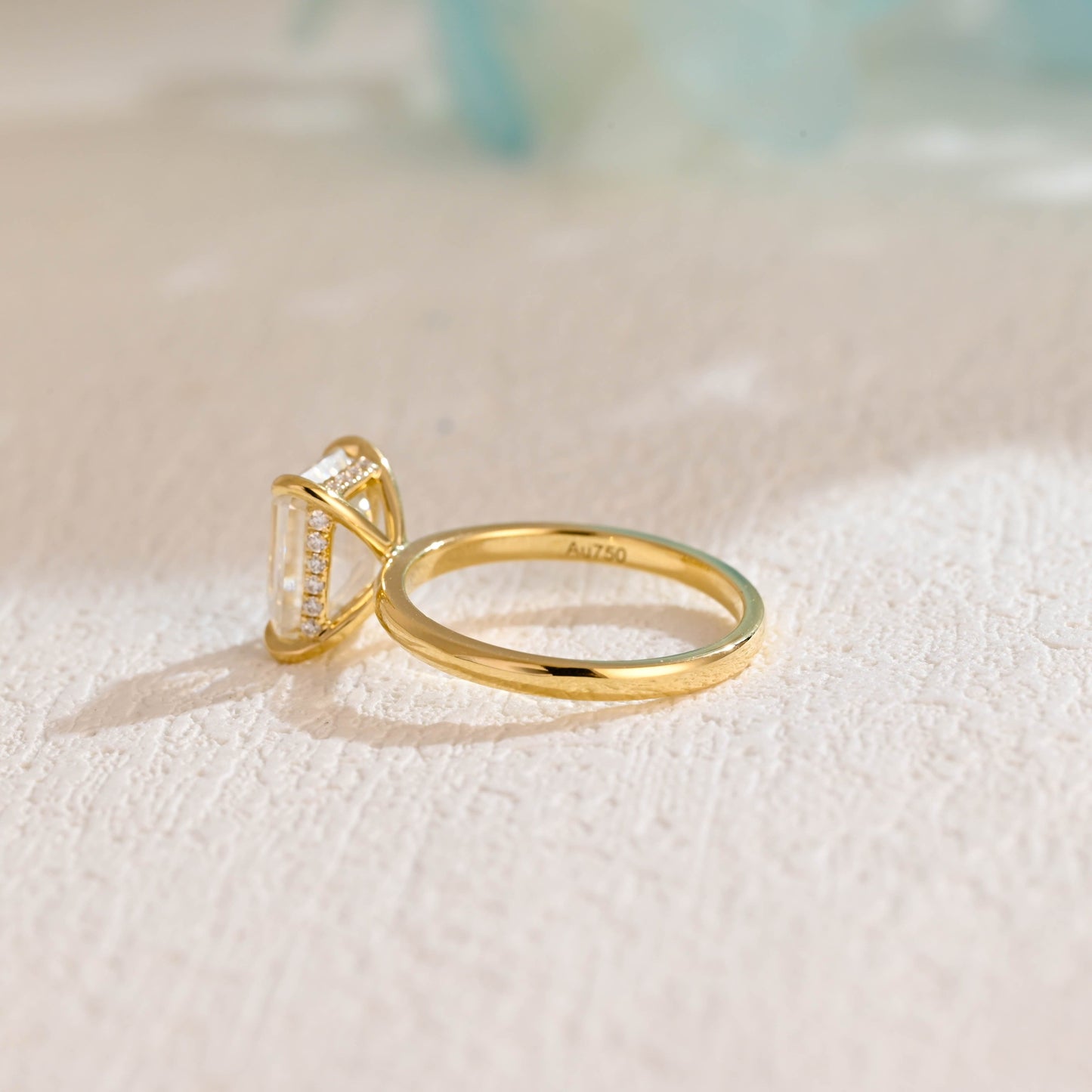 CausYou emerald cut moissanite engagement ring Solid Gold Emerald Cut Moissanite Engagement Ring, Promise Ring, Proposal Ring, Gift for Woman, Wife
