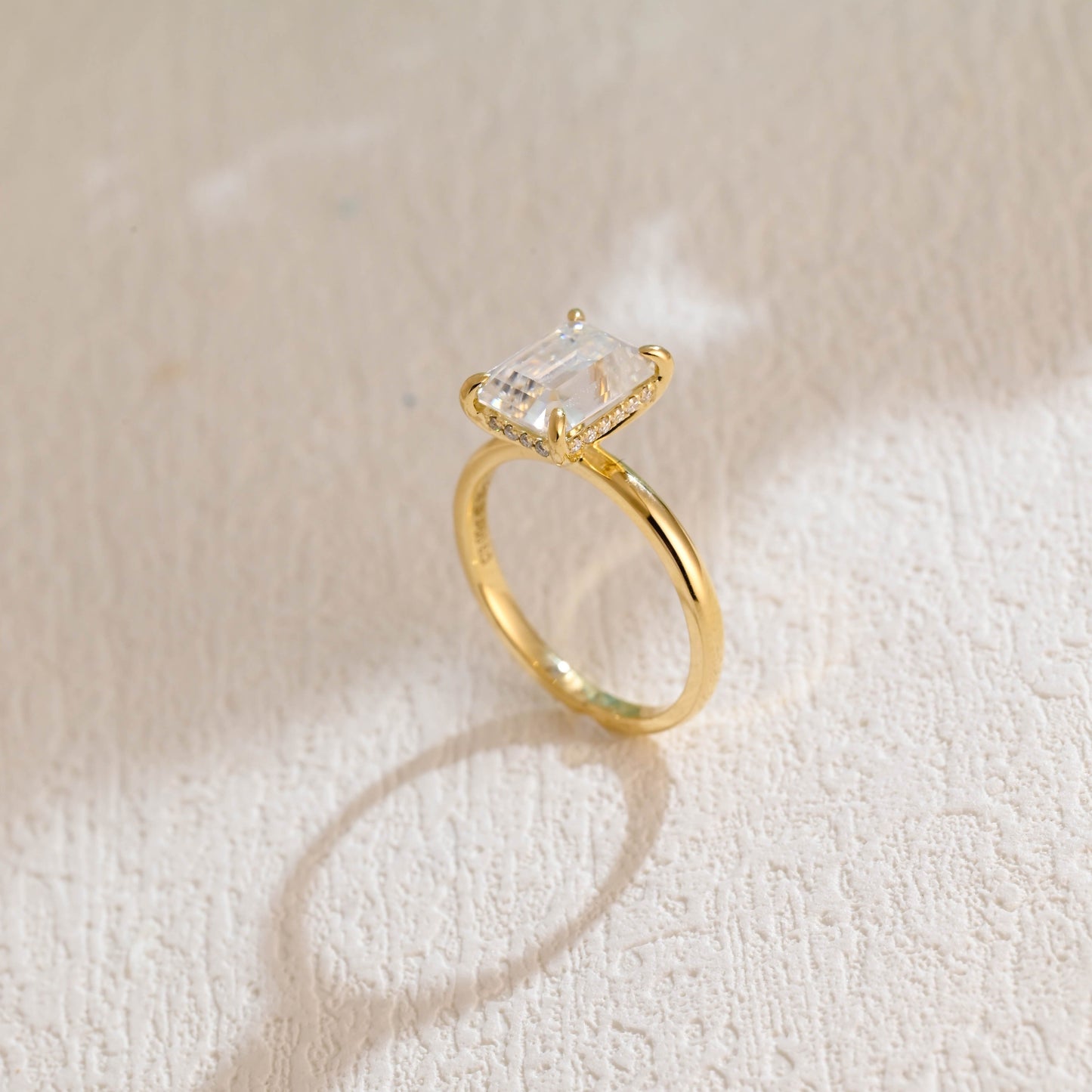 CausYou emerald cut moissanite engagement ring Solid Gold Emerald Cut Moissanite Engagement Ring, Promise Ring, Proposal Ring, Gift for Woman, Wife