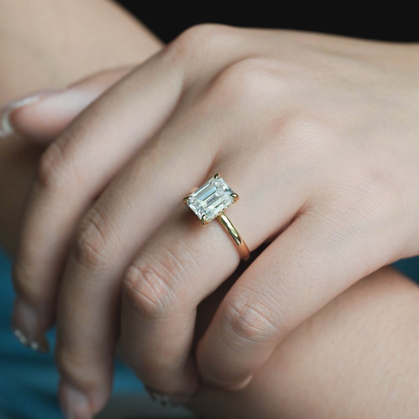 CausYou emerald cut moissanite engagement ring Solid Gold Emerald Cut Moissanite Engagement Ring, Promise Ring, Proposal Ring, Gift for Woman, Wife