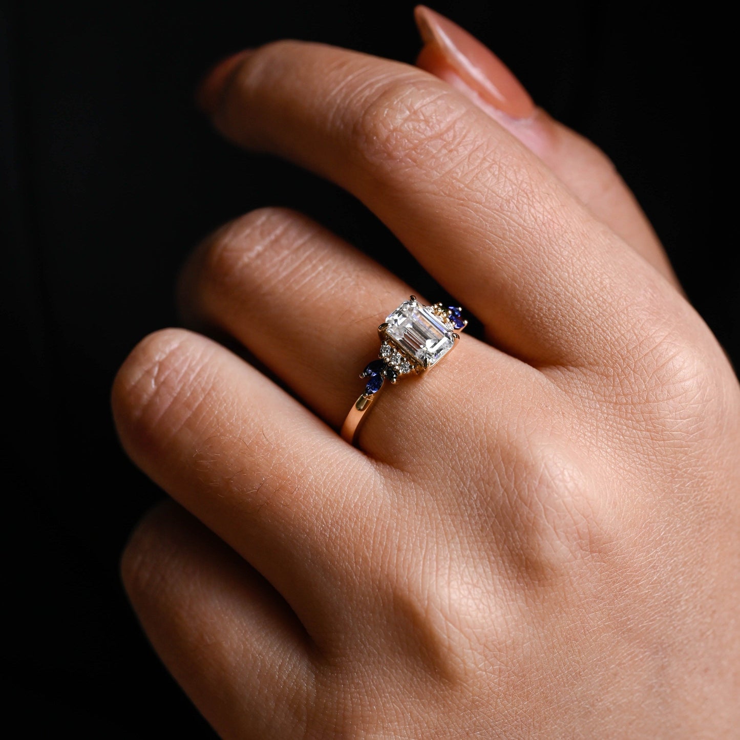 CausYou emerald cut moissanite engagement ring Solid Gold Emerald Cut Moissanite Engagement Ring, Promise Ring, Proposal Ring, Gift for Woman, Wife