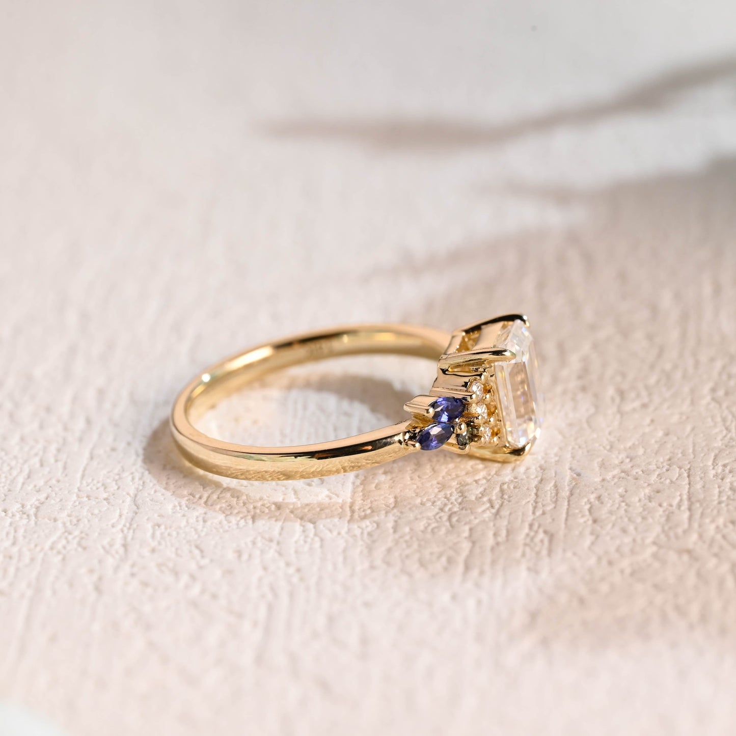CausYou emerald cut moissanite engagement ring Solid Gold Emerald Cut Moissanite Engagement Ring, Promise Ring, Proposal Ring, Gift for Woman, Wife