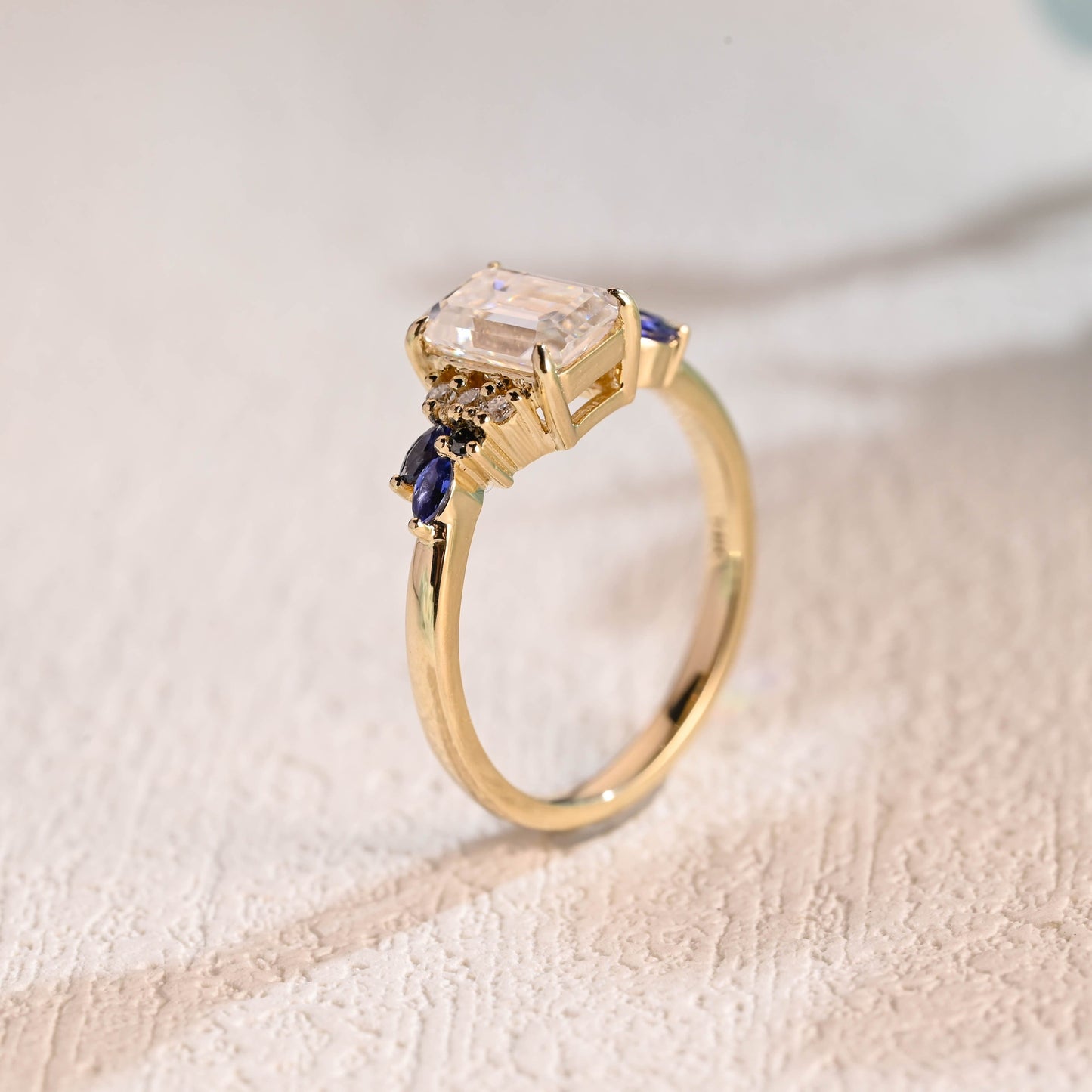 CausYou emerald cut moissanite engagement ring Solid Gold Emerald Cut Moissanite Engagement Ring, Promise Ring, Proposal Ring, Gift for Woman, Wife