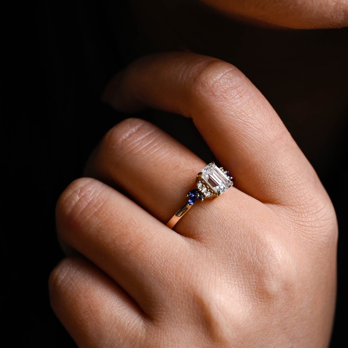 CausYou emerald cut moissanite engagement ring Solid Gold Emerald Cut Moissanite Engagement Ring, Promise Ring, Proposal Ring, Gift for Woman, Wife