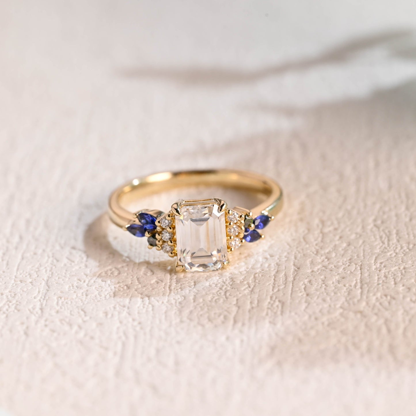 CausYou emerald cut moissanite engagement ring Solid Gold Emerald Cut Moissanite Engagement Ring, Promise Ring, Proposal Ring, Gift for Woman, Wife