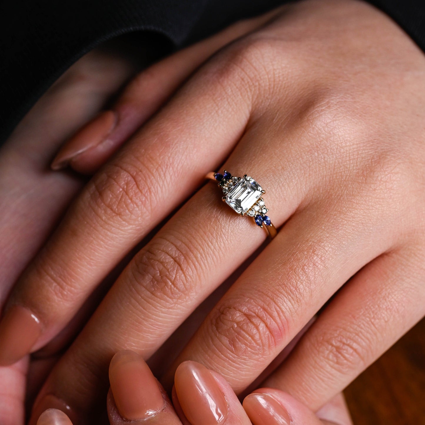 CausYou emerald cut moissanite engagement ring Solid Gold Emerald Cut Moissanite Engagement Ring, Promise Ring, Proposal Ring, Gift for Woman, Wife