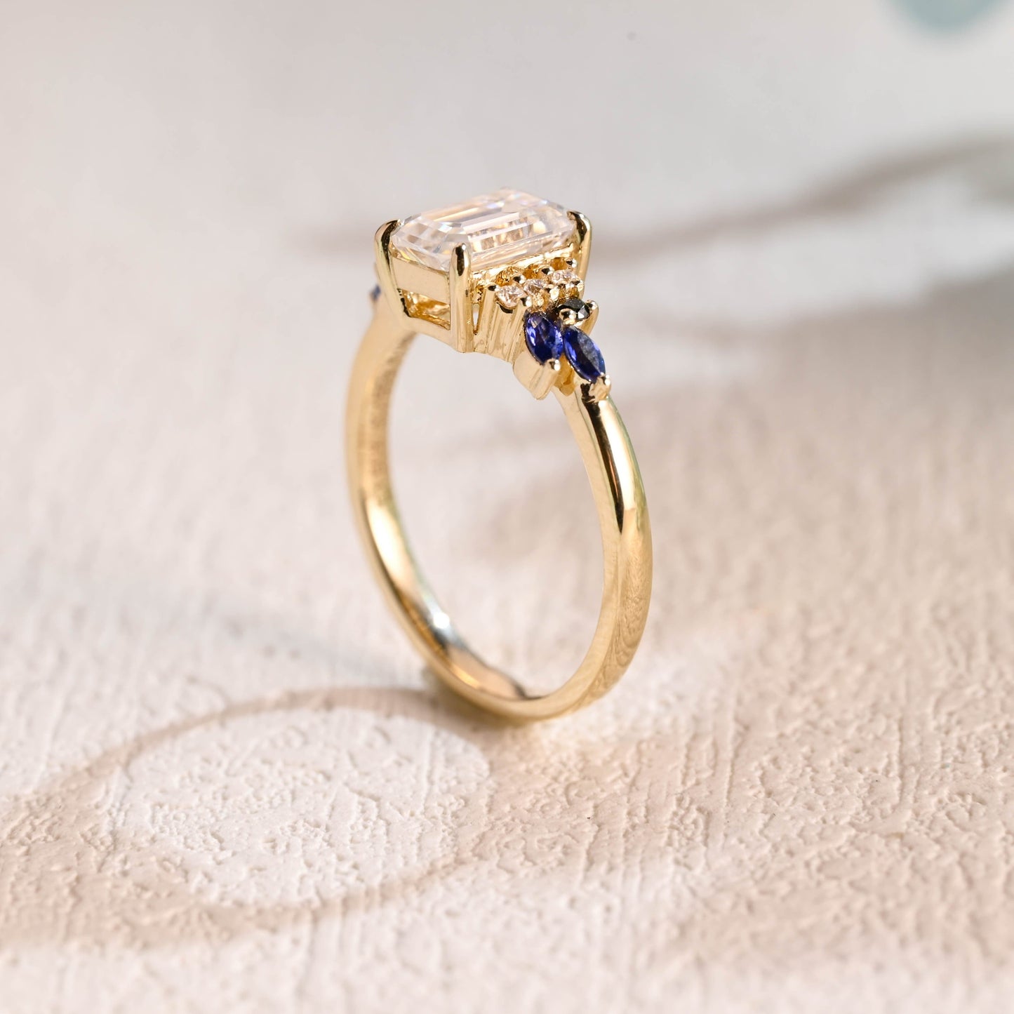 CausYou emerald cut moissanite engagement ring Solid Gold Emerald Cut Moissanite Engagement Ring, Promise Ring, Proposal Ring, Gift for Woman, Wife
