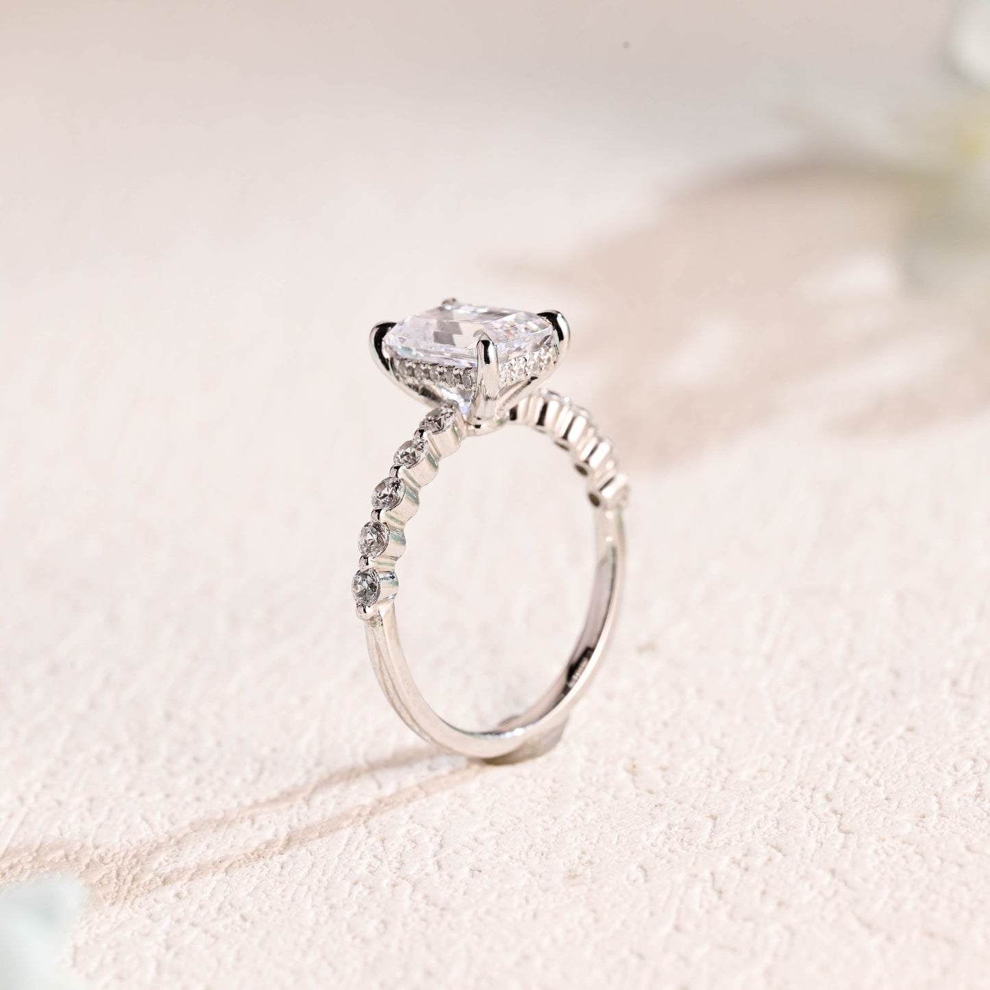 CausYou emerald cut moissanite engagement ring Solid Gold Emerald Cut Moissanite Engagement Ring, Promise Ring, Proposal Ring, Gift for Woman, Wife