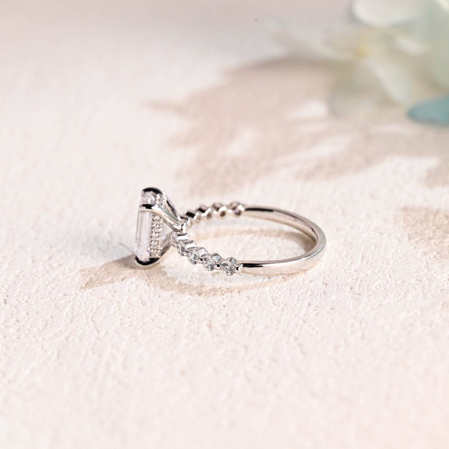 CausYou emerald cut moissanite engagement ring Solid Gold Emerald Cut Moissanite Engagement Ring, Promise Ring, Proposal Ring, Gift for Woman, Wife