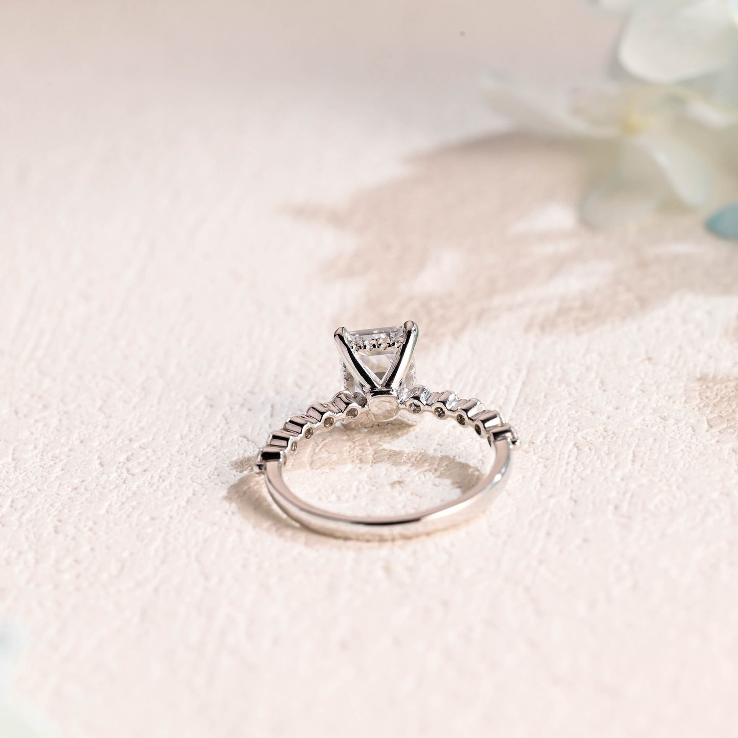 CausYou emerald cut moissanite engagement ring Solid Gold Emerald Cut Moissanite Engagement Ring, Promise Ring, Proposal Ring, Gift for Woman, Wife