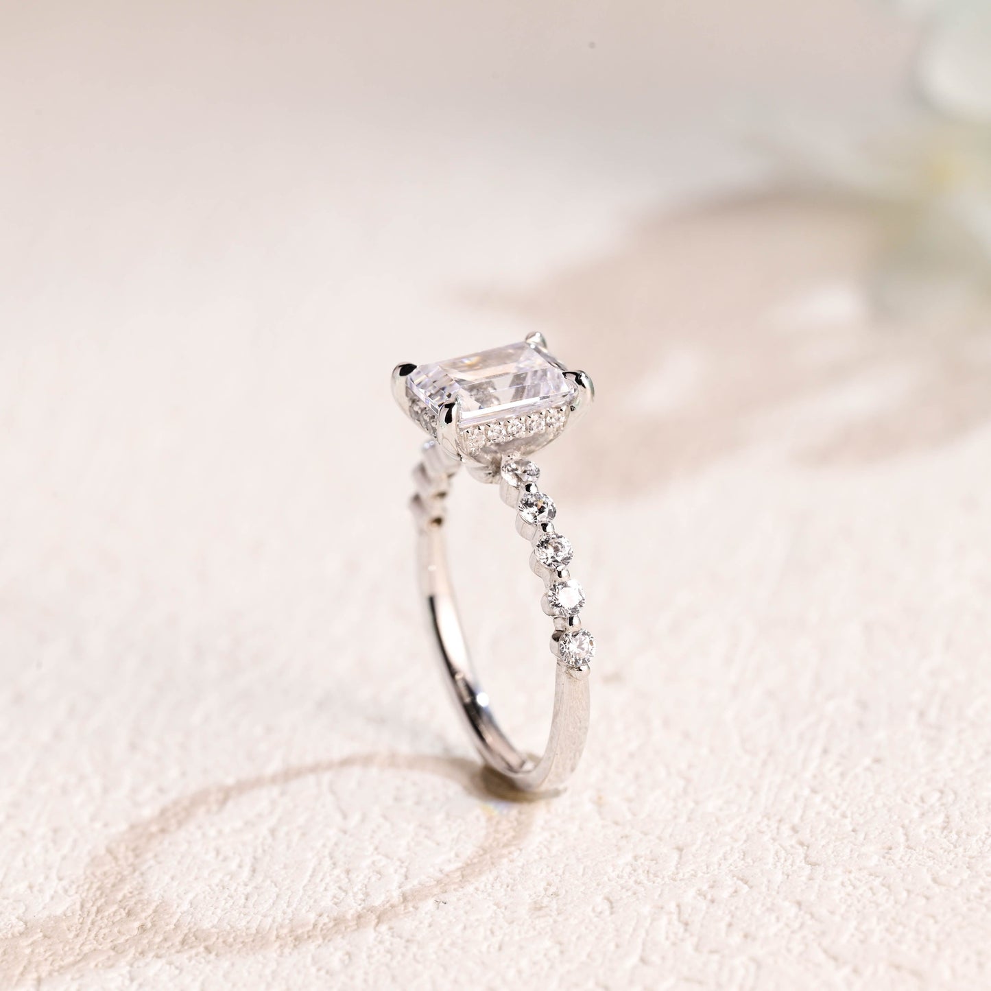 CausYou emerald cut moissanite engagement ring Solid Gold Emerald Cut Moissanite Engagement Ring, Promise Ring, Proposal Ring, Gift for Woman, Wife