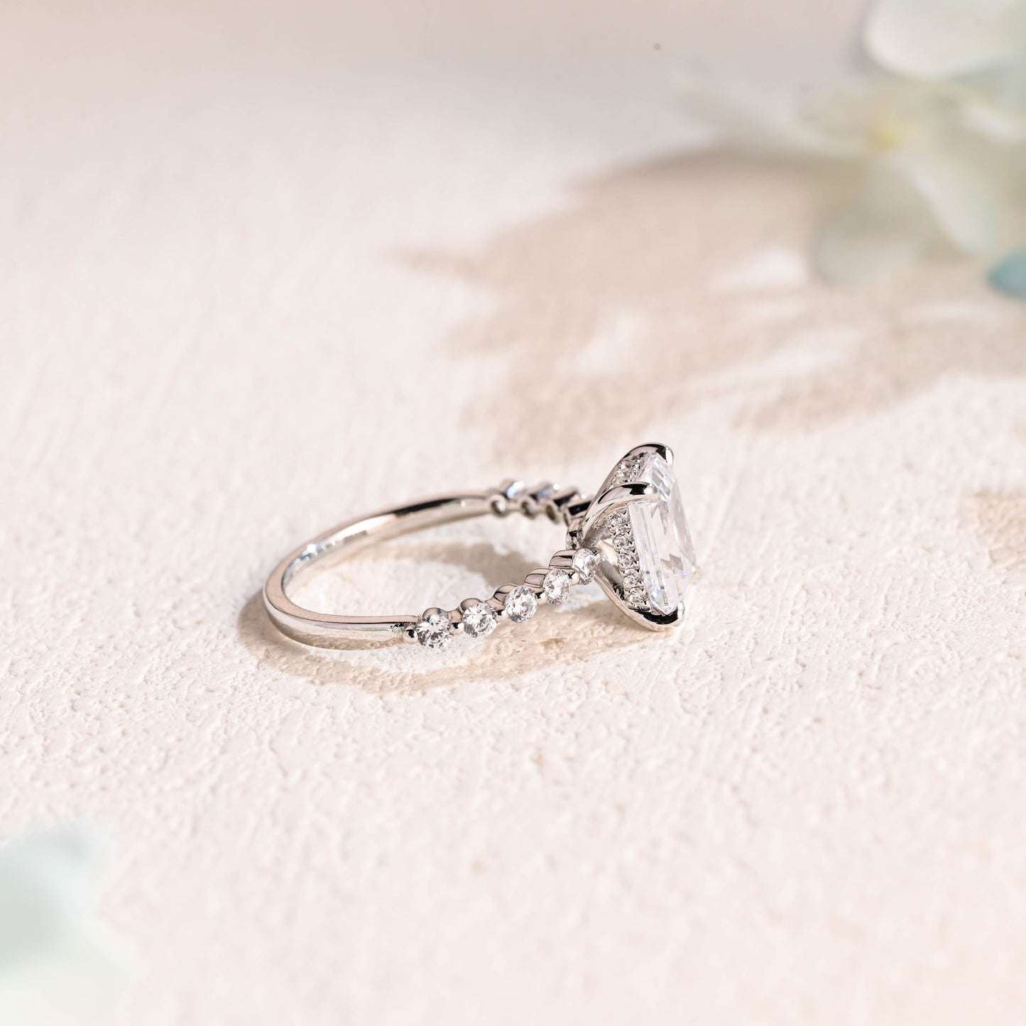 CausYou emerald cut moissanite engagement ring Solid Gold Emerald Cut Moissanite Engagement Ring, Promise Ring, Proposal Ring, Gift for Woman, Wife