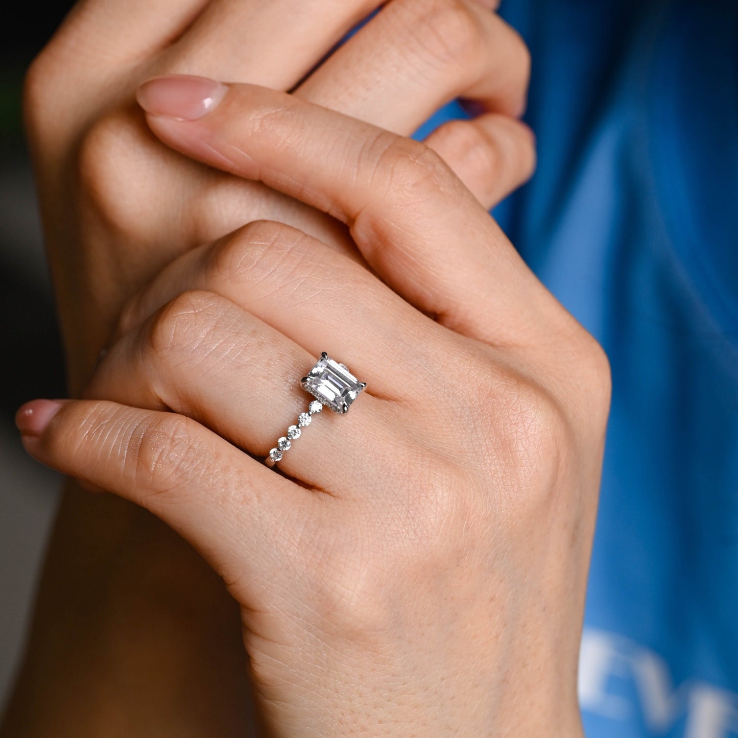 CausYou emerald cut moissanite engagement ring Solid Gold Emerald Cut Moissanite Engagement Ring, Promise Ring, Proposal Ring, Gift for Woman, Wife