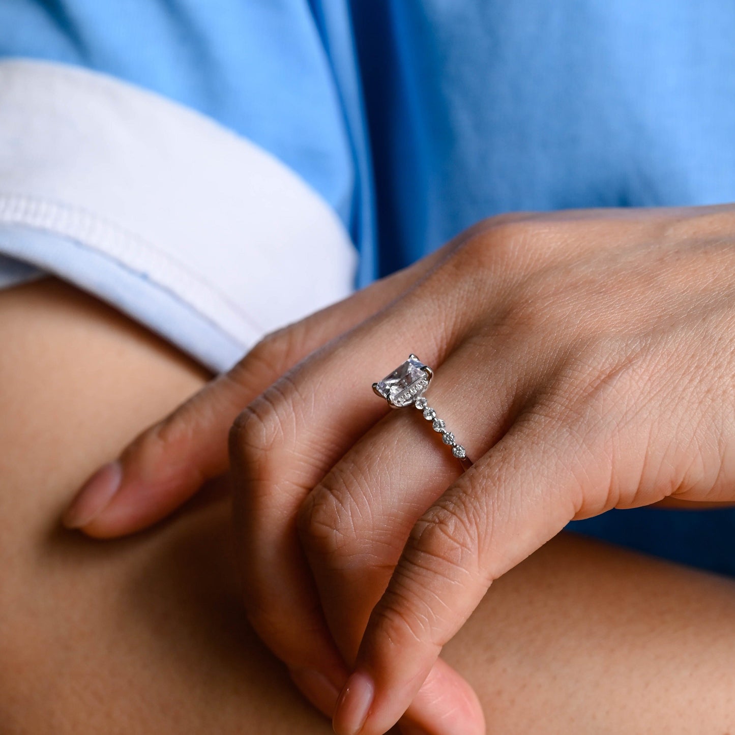 CausYou emerald cut moissanite engagement ring Solid Gold Emerald Cut Moissanite Engagement Ring, Promise Ring, Proposal Ring, Gift for Woman, Wife