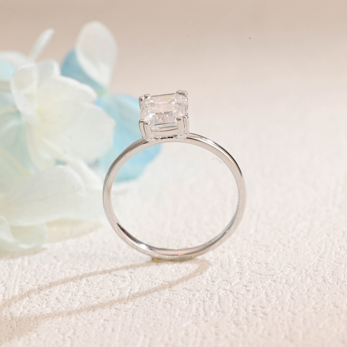 CausYou emerald cut moissanite engagement ring Solid Gold Emerald Cut Moissanite Engagement Ring, Solitaire Promise Ring, Gift for Women Wife