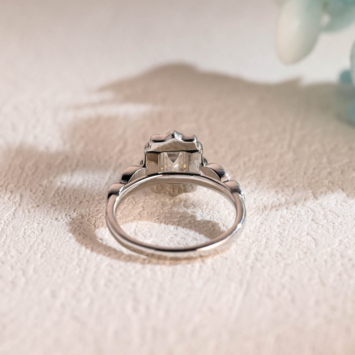CausYou emerald cut moissanite engagement ring Solid Gold Filigree Emerald Cut Moissanite Engagement Ring, Promise Ring, Proposal Ring, Gift for Woman, Wife