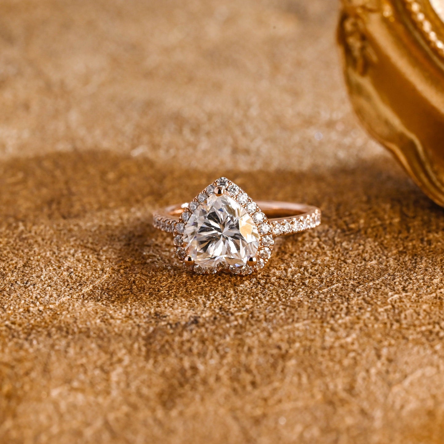 CausYou heart cut diamond engagement ring CausYou Solid Gold D/VS1 Heart Cut Lab Grown Diamond Engagement Ring, Halo Pave Wedding Bridal Ring