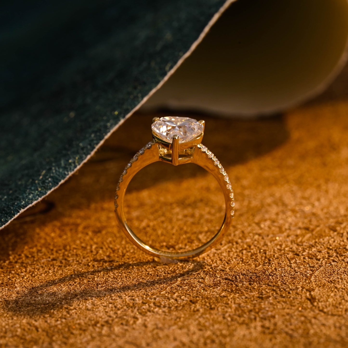 CausYou heart cut diamond engagement ring CausYou Solid Gold D/VS1 Heart Cut Lab Grown Diamond Engagement Ring, Pave Wedding Bridal Ring