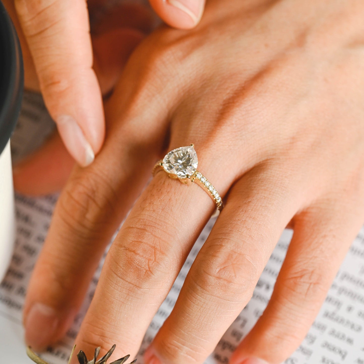 CausYou heart cut diamond engagement ring CausYou Solid Gold D/VS1 Heart Cut Lab Grown Diamond Engagement Ring, Pave Wedding Bridal Ring