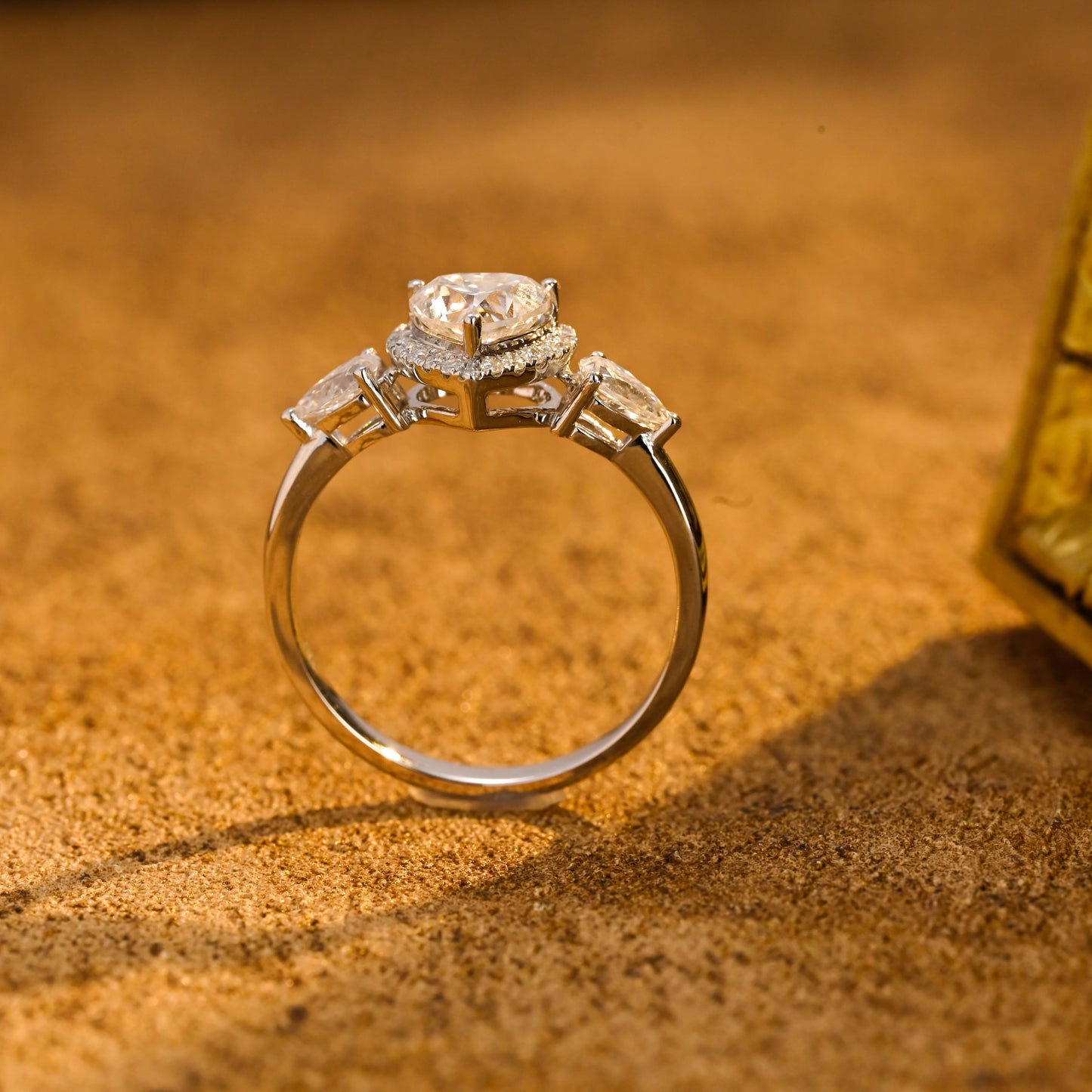 CausYou heart cut diamond engagement ring CausYou Solid Gold D/VS1 Heart Cut Lab Grown Diamond Engagement Ring, Three Stone Halo Wedding Ring