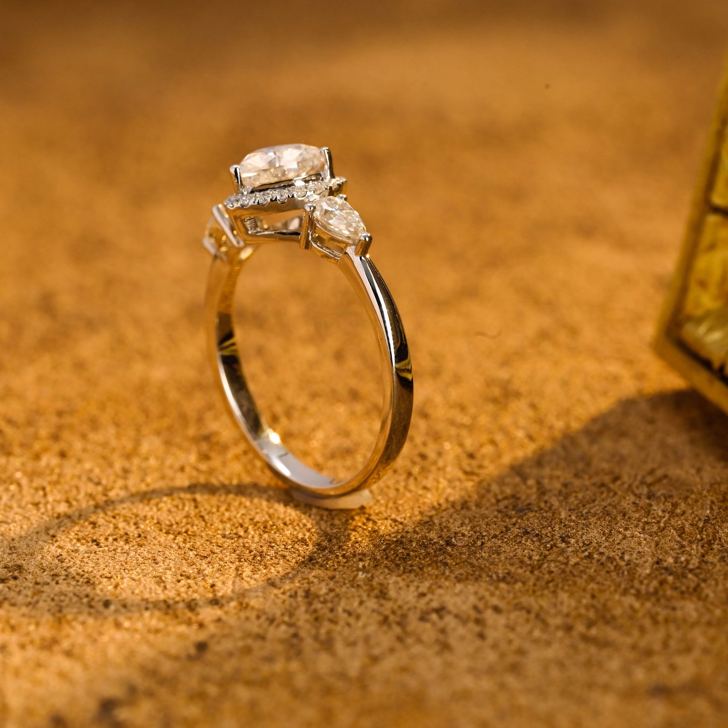 CausYou heart cut diamond engagement ring CausYou Solid Gold D/VS1 Heart Cut Lab Grown Diamond Engagement Ring, Three Stone Halo Wedding Ring