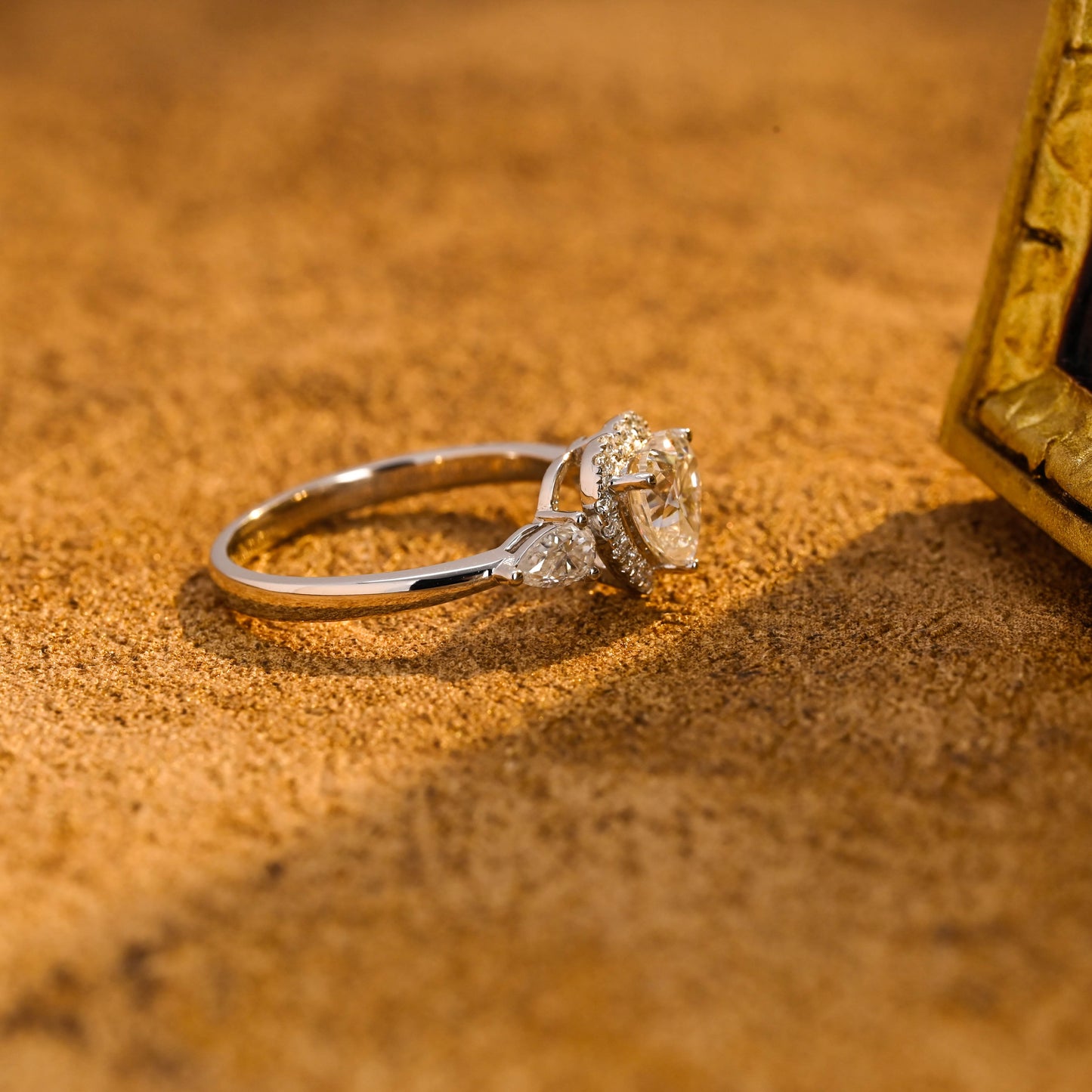 CausYou heart cut diamond engagement ring CausYou Solid Gold D/VS1 Heart Cut Lab Grown Diamond Engagement Ring, Three Stone Halo Wedding Ring